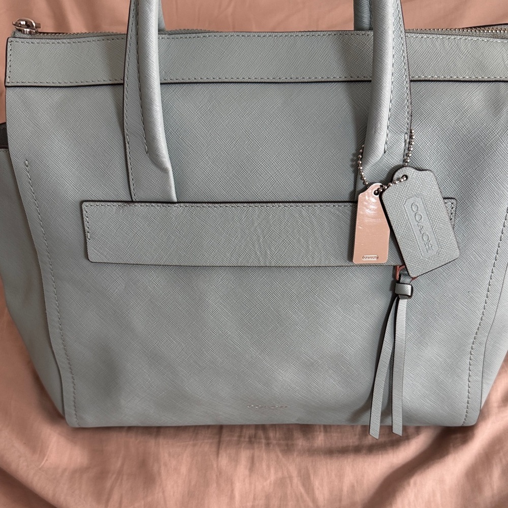 Coach Light Gray Leather Tote